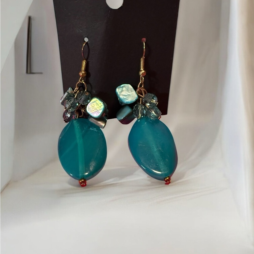 Turquoise color and Iridescent Earrings‎